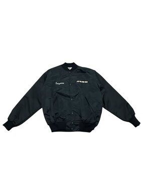 Vintage Game Sportswear Snap Front Bomber Jacket USA Black Varsity Style Mens M